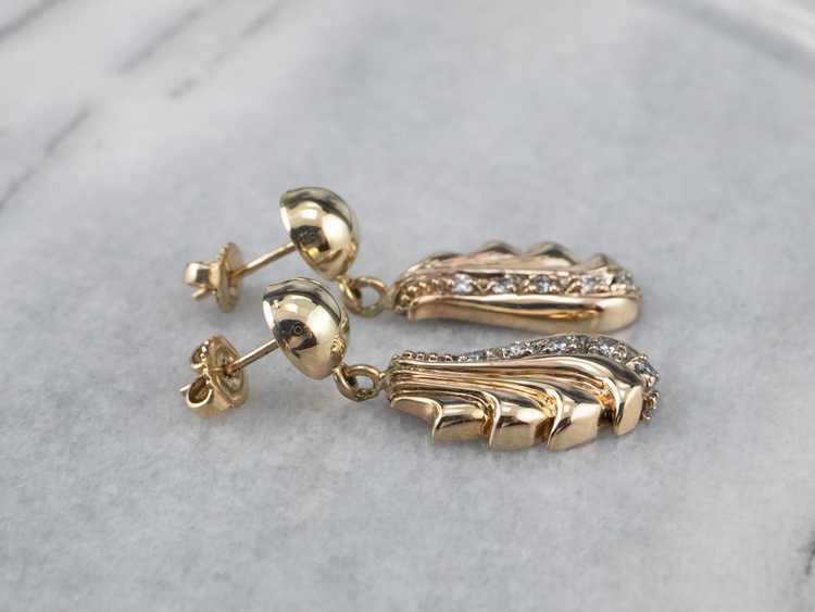 Vintage Cascading Diamond Gold Drop Earrings - image 5