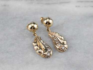 Vintage Cascading Diamond Gold Drop Earrings - image 1