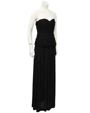 Yves Saint Laurent Black Jersey 2 PC Gown With Tas
