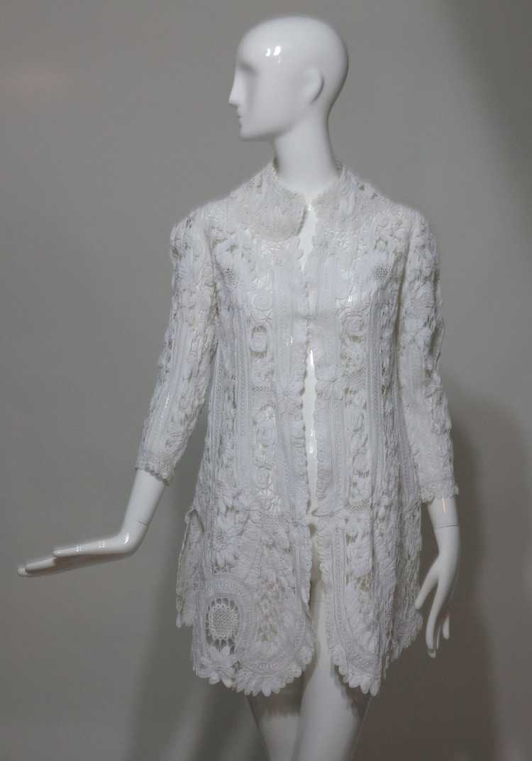 Battenburg white tape lace coat handmade Victorian - image 3