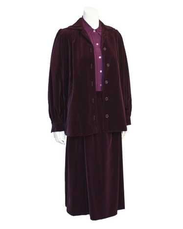 Yves Saint Laurent Purple Velvet Skirt Suit - image 1