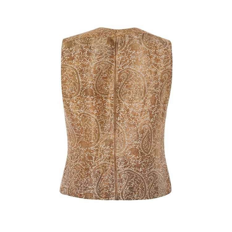 1930s Antique Silk Indian Waistcoat With Gold Bro… - image 2