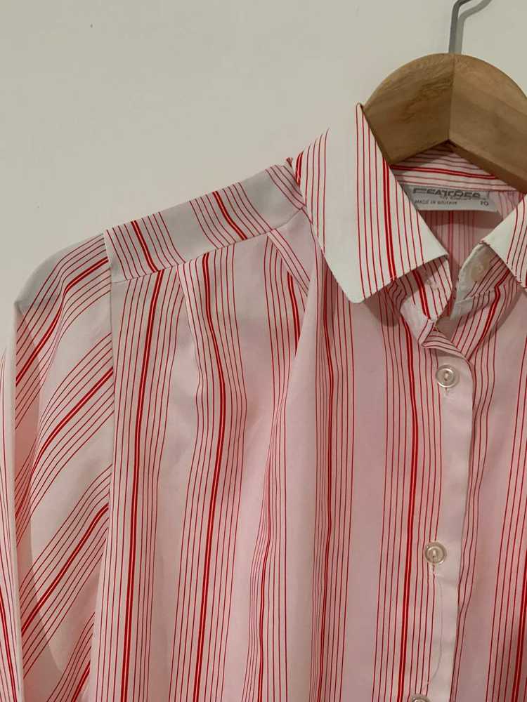 Vintage red Blouse Shirt red and white stripe pat… - image 2