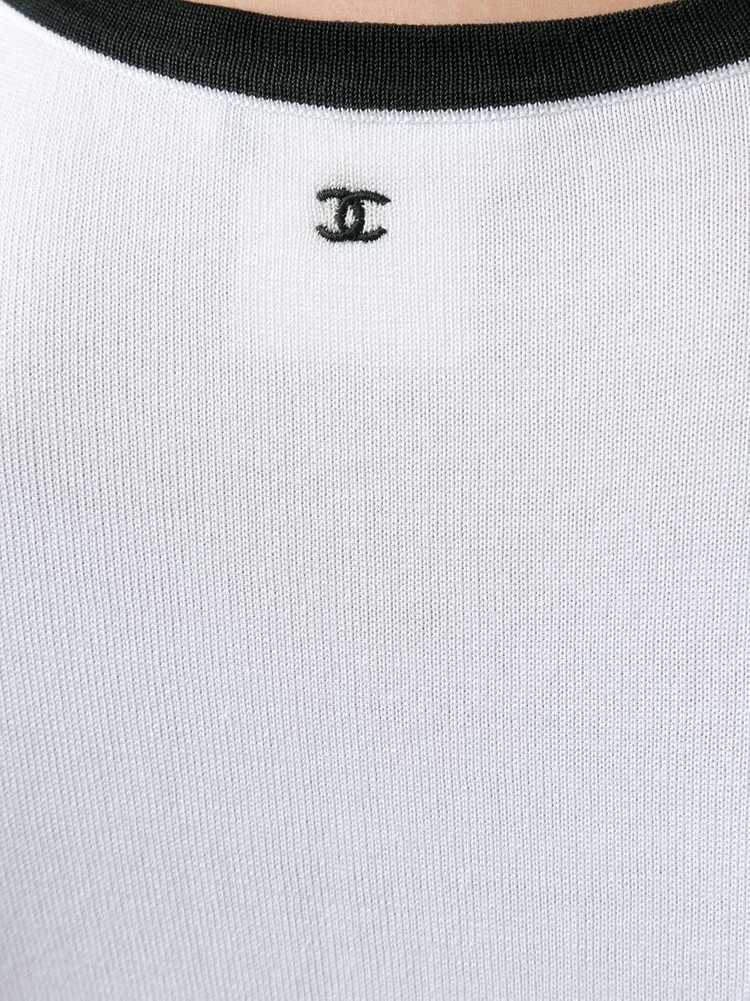 CHANEL Pre-Owned 1996 contrast trim top - White - image 5