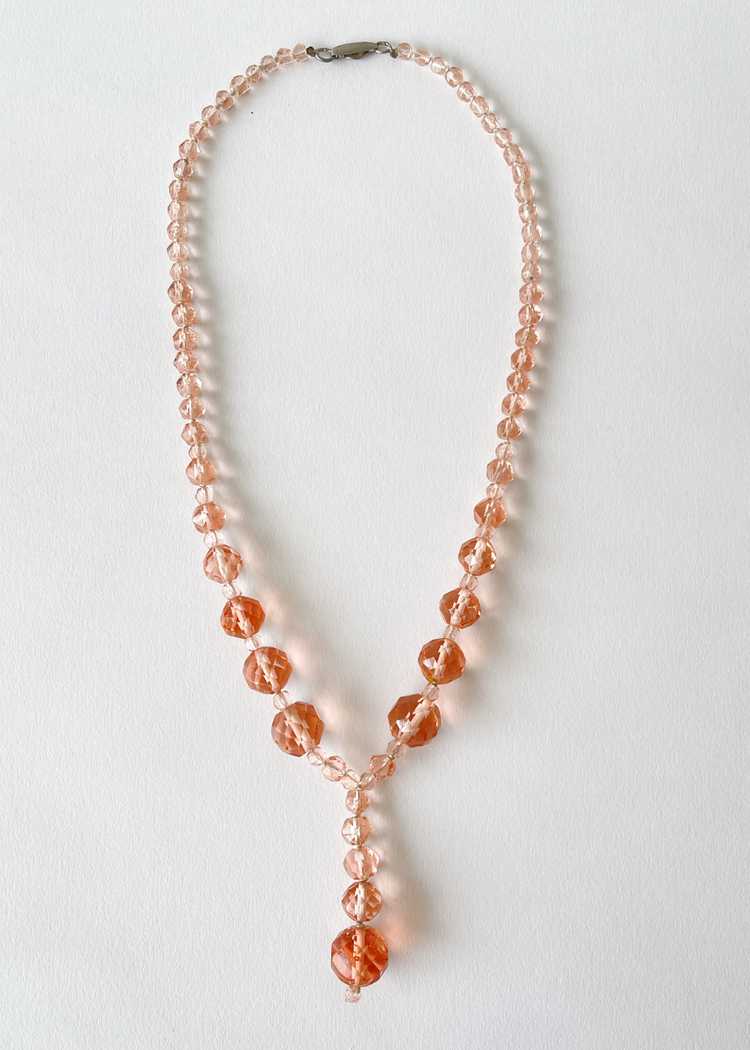 Vintage 1930s Pink Crystal Bead Necklace - image 2
