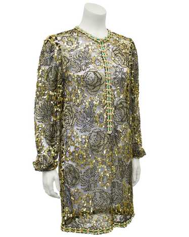 Adolfo Gold Lace Beaded Evening Tunic