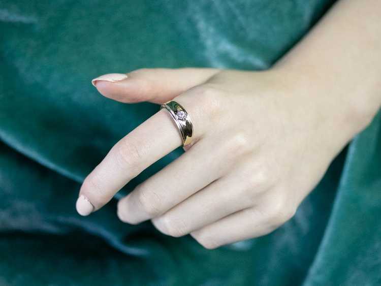 Men's Two Tone Gold Diamond Ring - image 10
