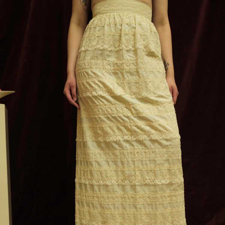 1960s ivory lace maxi skirt - image 2