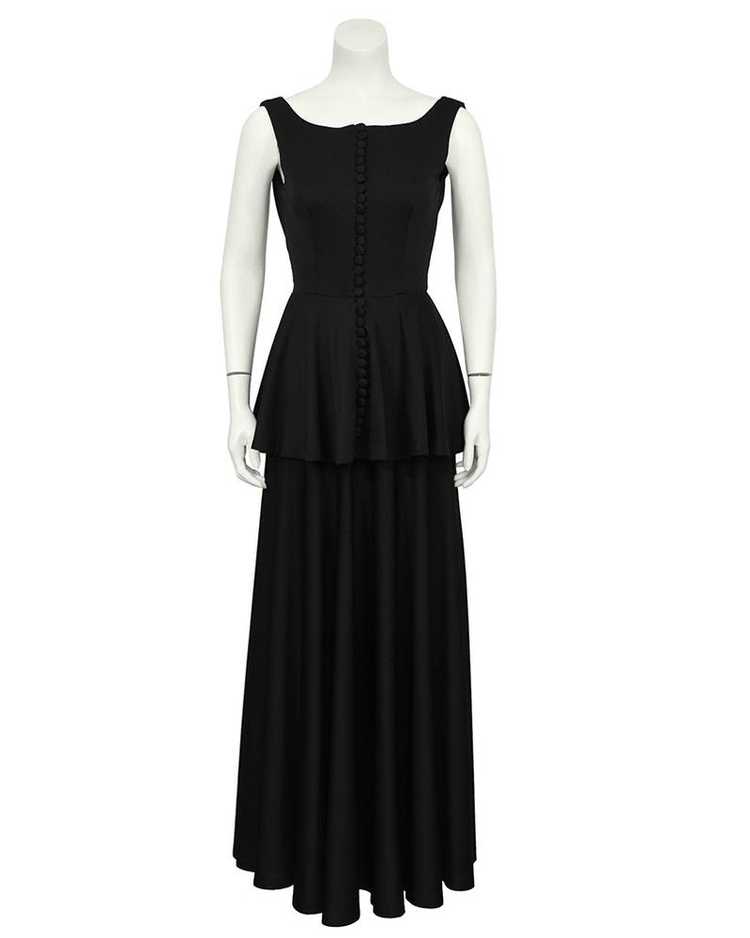 Jean Varon Black Jersey Gown With Peplum - image 5
