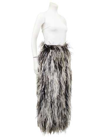 Saks Fifth Avenue Black and White Ostrich Feather 