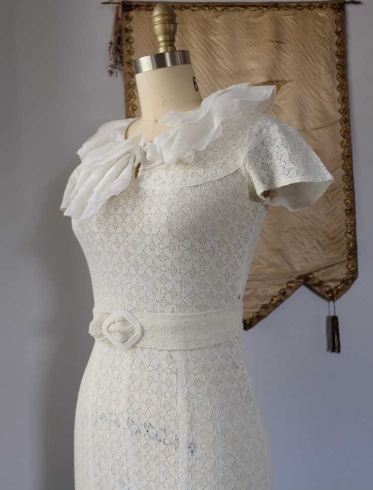 1930s Rare NRA White Cotton Lace Dress and Jacket… - image 4