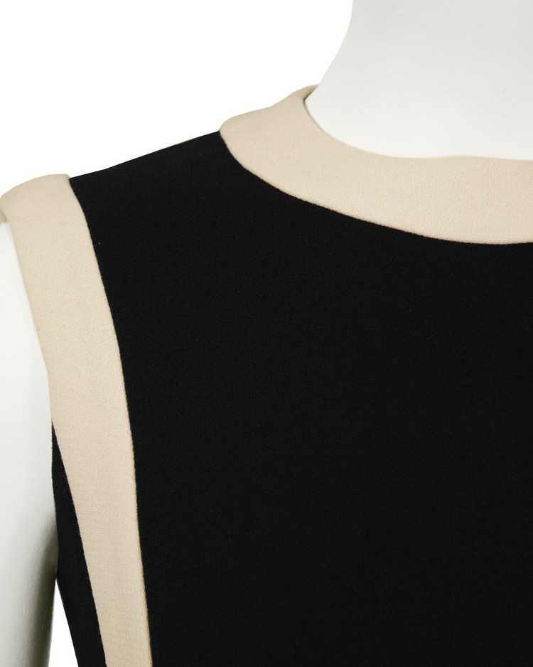 Black Wool Shift Dress with Cream Detail - image 4