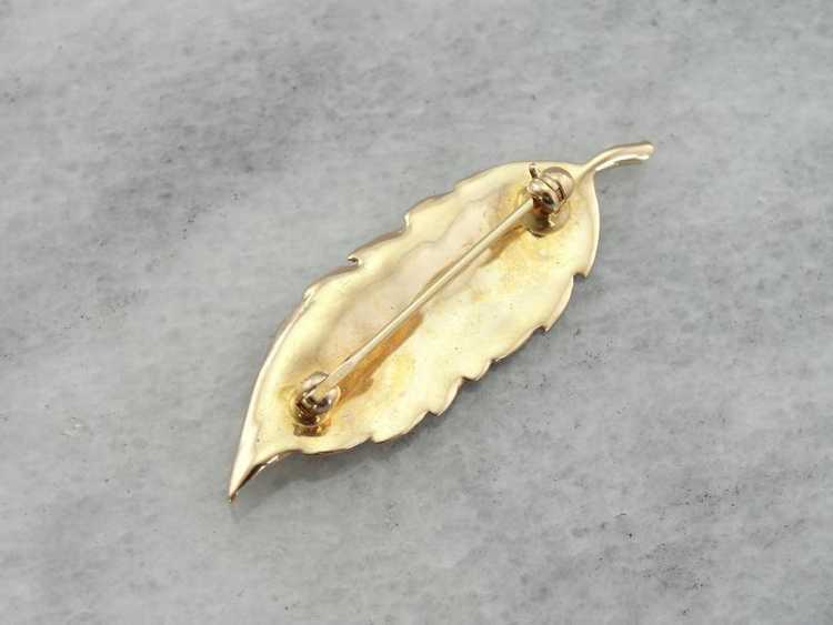 Naturalistic Leaf or Feather Brooch in Gold - image 3