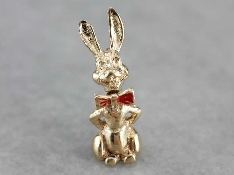Vintage Enameled Rabbit Charm - image 1
