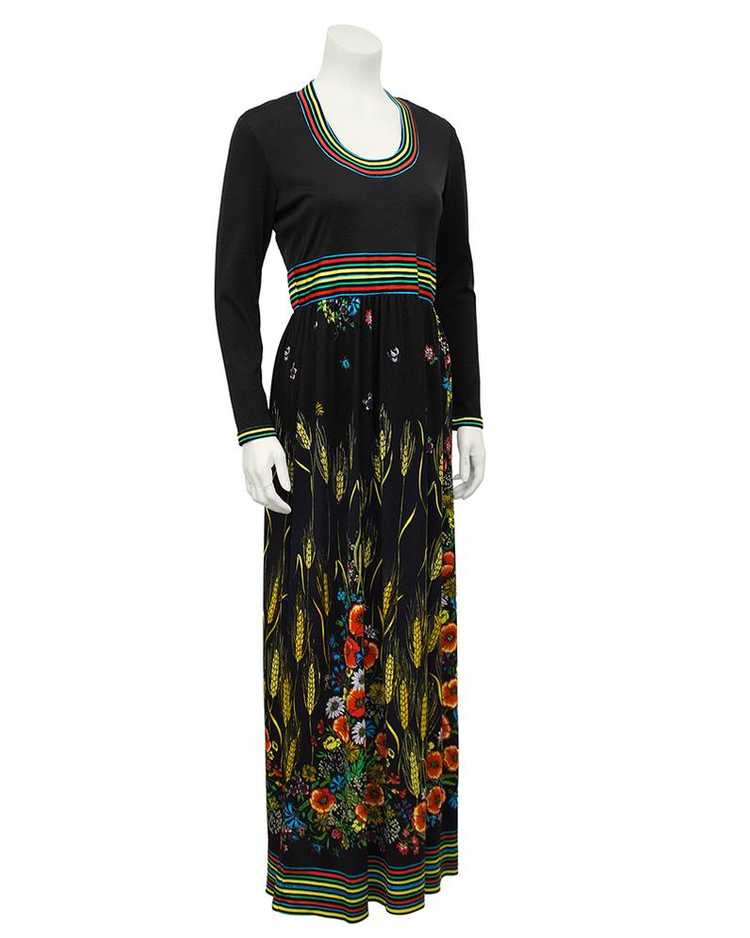 Black Long Maxi Dress with Floral Print - image 1