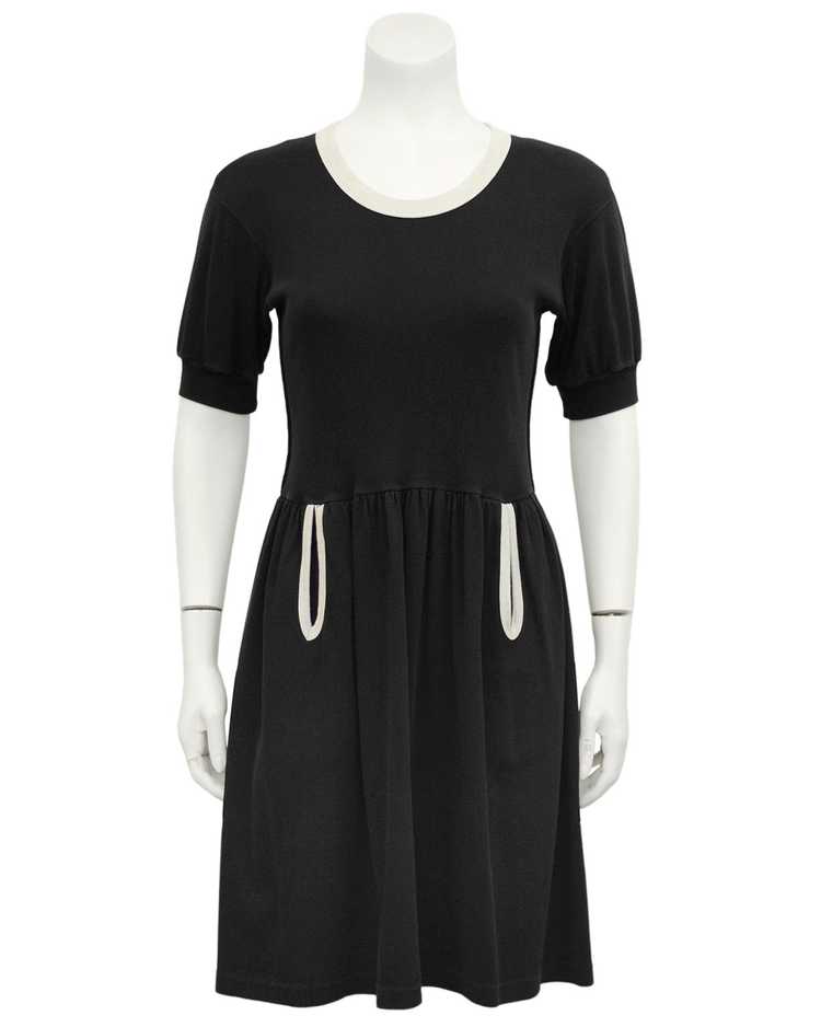 Sonia Rykiel Black Cotton Jersey Dress with White… - image 3