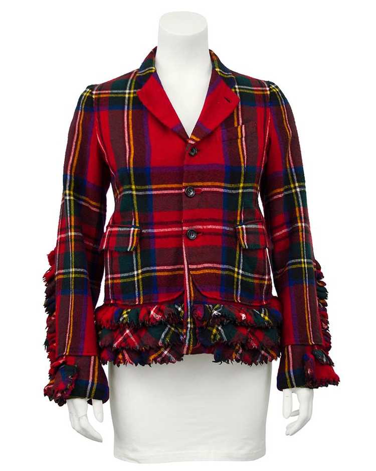 Comme Des Garcons Red Tartan Wool Jacket, Autumn … - image 2