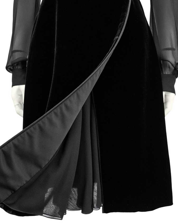 Valentino Black Chiffon and Velvet Dress Shirt Dr… - image 5