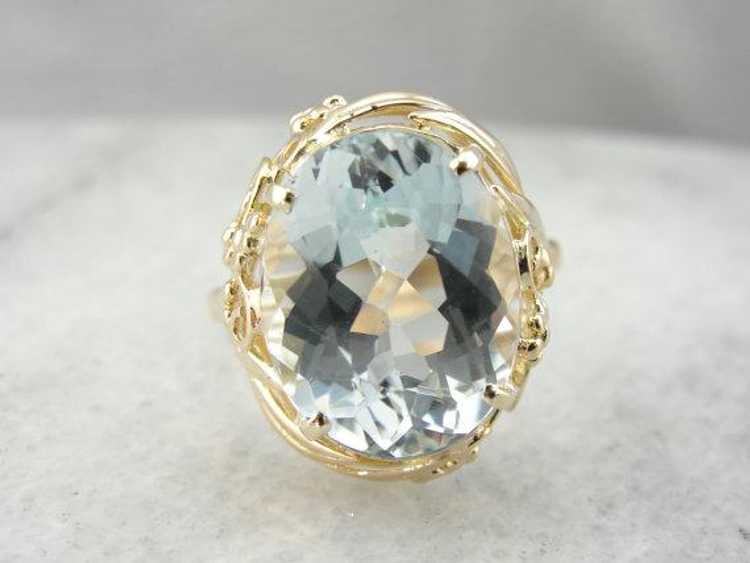 Filigree Surrounds a Lovely Natural Blue Topaz - image 2