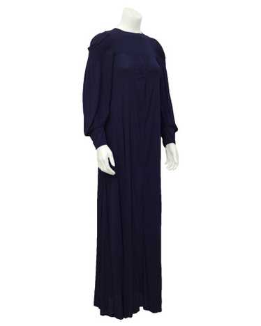 Jean Muir Navy Blue Long Sleeve Gown