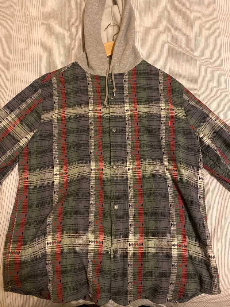hooded jacquard flannel shirt