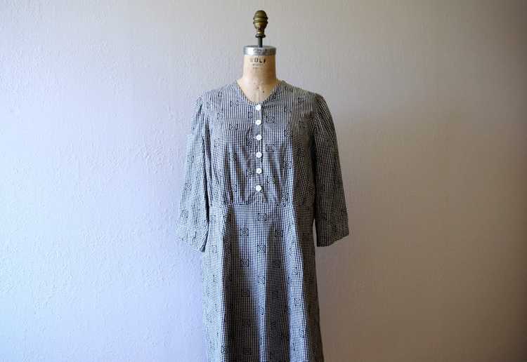 Antique calico dress . vintage gingham dress - image 1