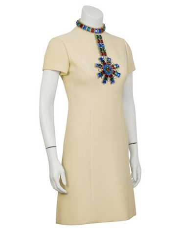 Norman Norell Beige Dress With Large Jewels