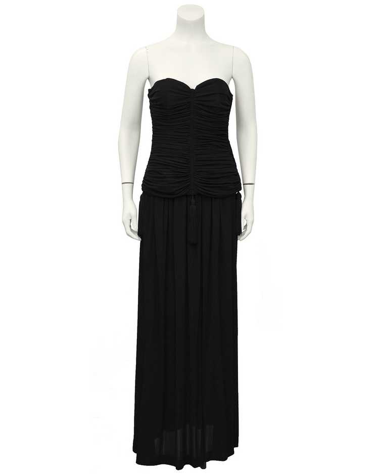 Yves Saint Laurent Black Jersey 2 PC Gown With Ta… - image 3