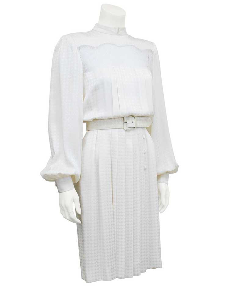 Andre Laug White Silk Jacquard and Lace Dress - image 1