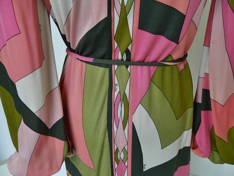 Vintage Emilio Pucci silk dress ,deep v cut puffy… - image 10