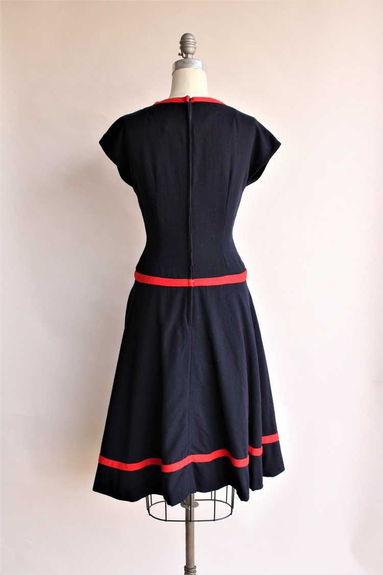Vintage 1950s 1960s Navy Blue Wool Dress - image 4