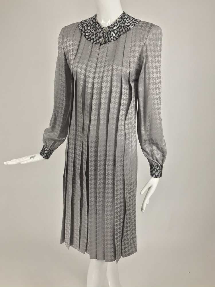 Vintage James Galanos Couture Pleated Print Dress… - image 12