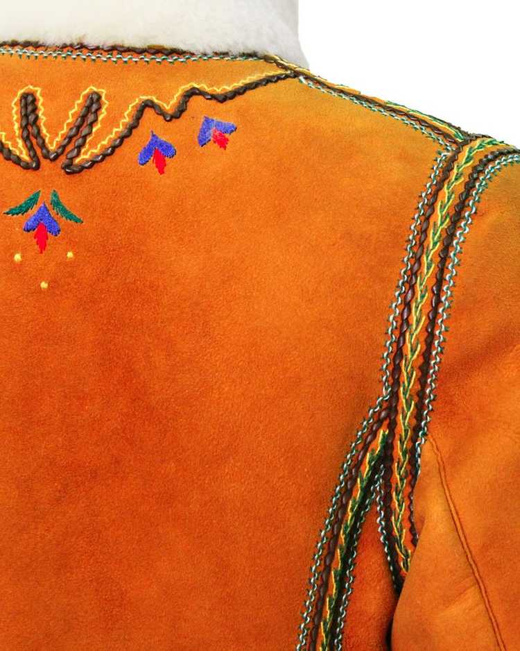 Tan Shearling Embroidered Coat - image 4