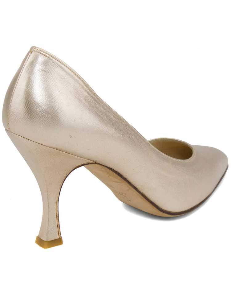 Manolo Blahnik Gold Leather High Heels - image 3