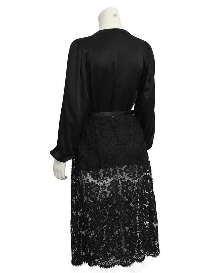 Yves Saint Laurent Black Satin Tie Top and Lace S… - image 3