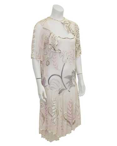 Zandra Rhodes Pink Silk Chiffon Dress with Pearls