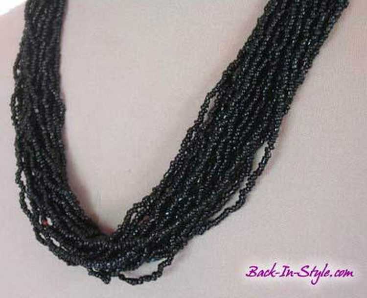 Black Multi-Strand Beaded Necklace - image 3