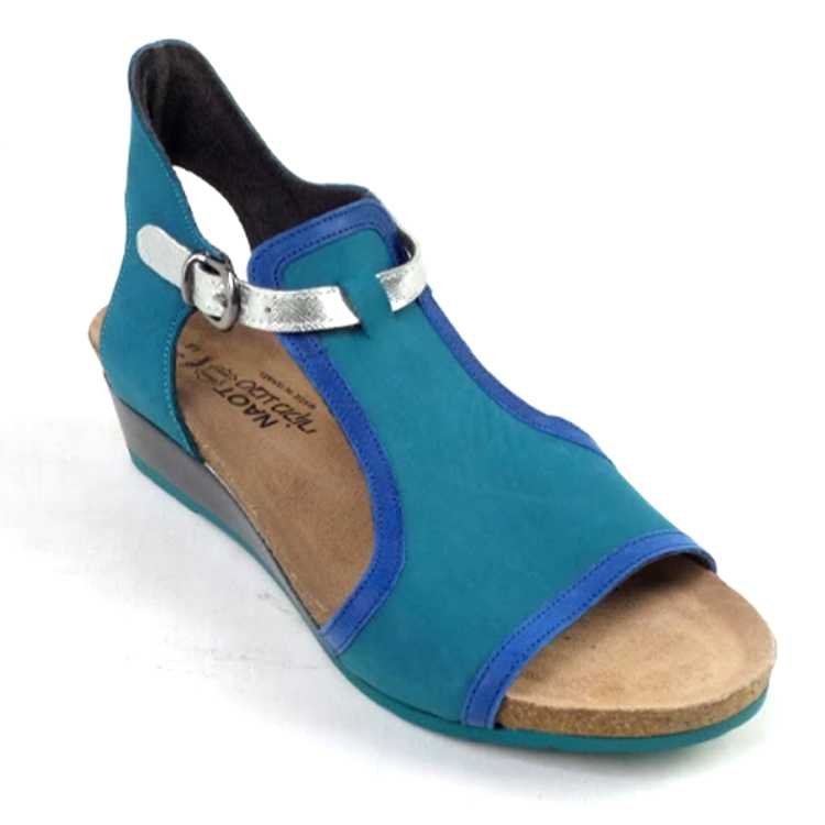 Naot Leather Wedge Sandals Fiona Teal/Blue - image 1