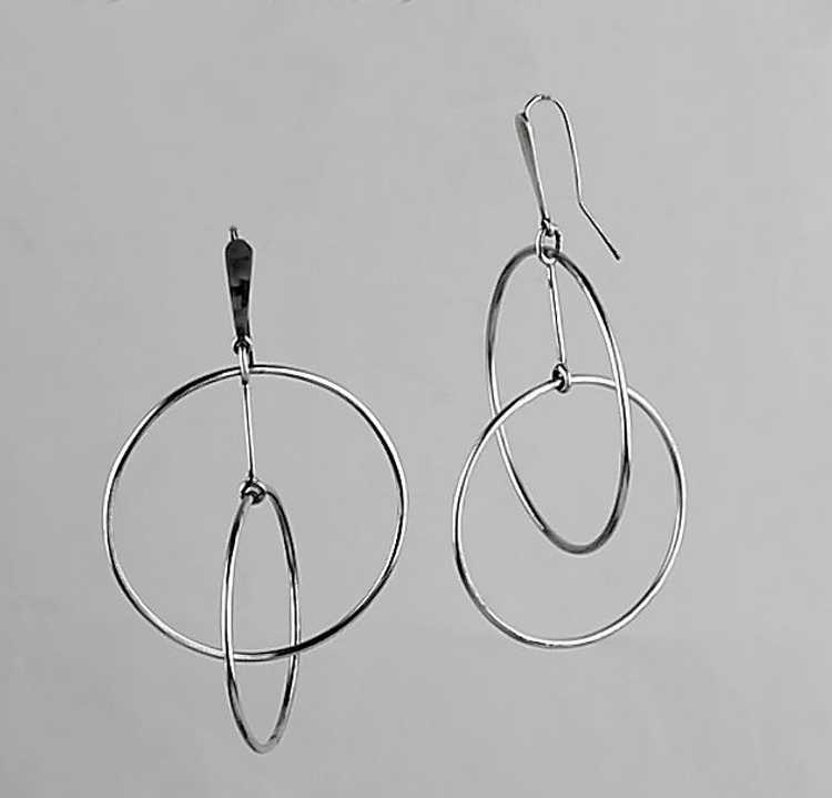 Art Smith Modernist Silver Kinetic Earrings - 1950 - image 2