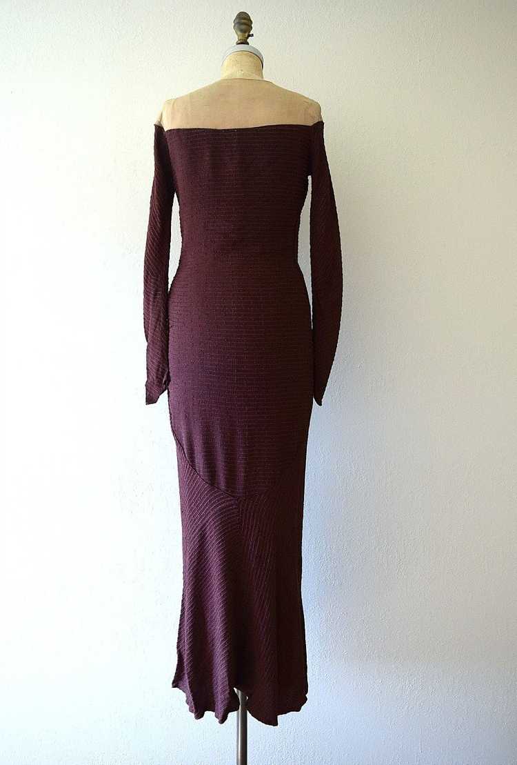 1930s knit gown . vintage 30s purple rayon knit d… - image 3