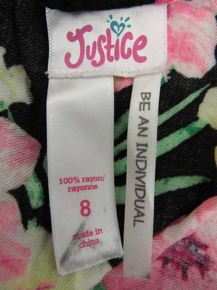 Justice Girl sz 8 Black Rayon Floral Cross Strap … - image 3