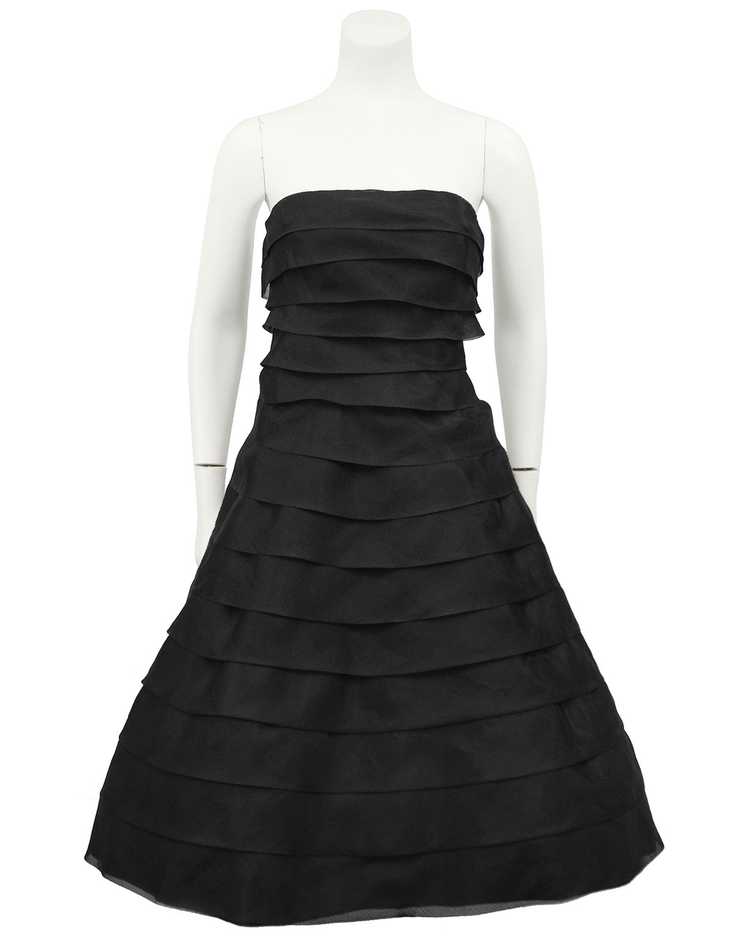 Victor Costa Black Tiered Chiffon Strapless Cockt… - image 3