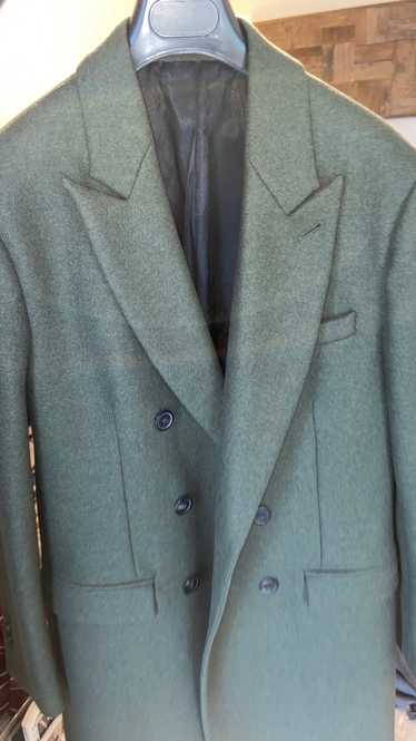 Mara 60s Double breasted Green linen suit