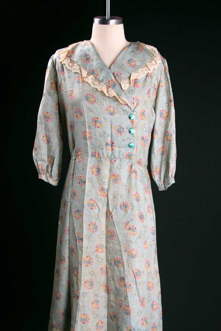 Vintage 1930's Deco Silk Bubble Print Dress - image 1