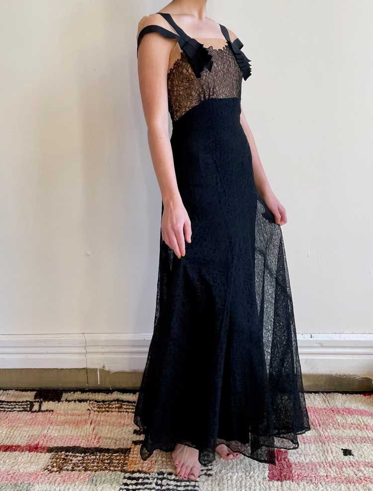 1940s Black Lace Evening Gown - image 5
