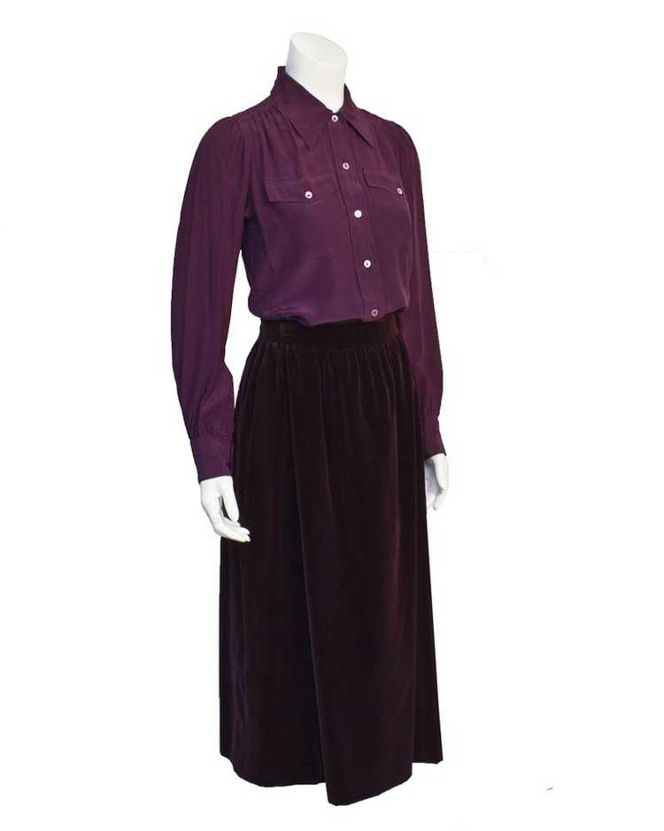 Yves Saint Laurent Purple Velvet Skirt Suit - image 3