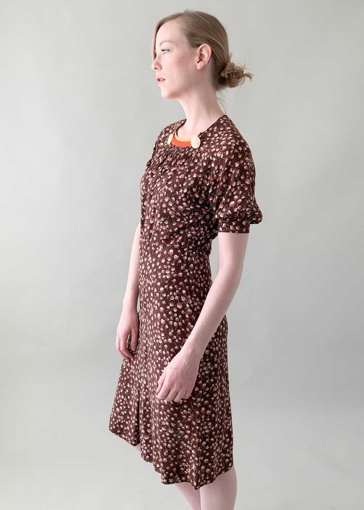 Vintage 1930s Rayon Leaf Print Dress - image 5