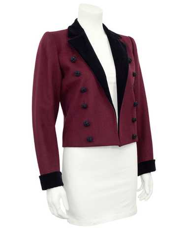 Yves Saint Laurent Bordeaux Red Wool Tuxedo Jacket