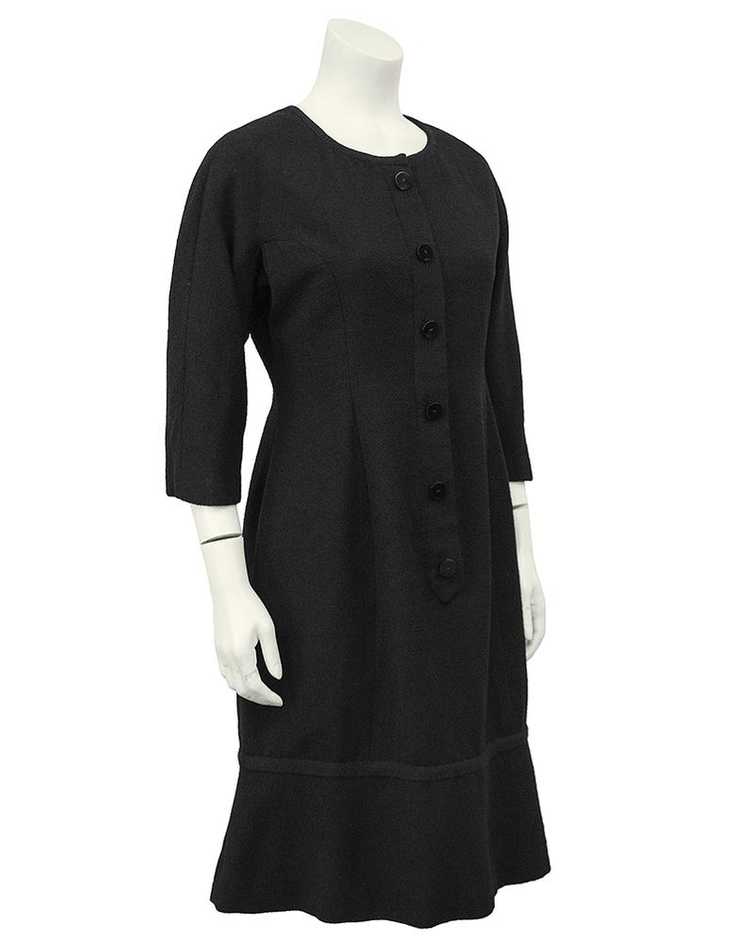 Hattie Carnegie Black Boucle Long Sleeve Day Dress - image 1