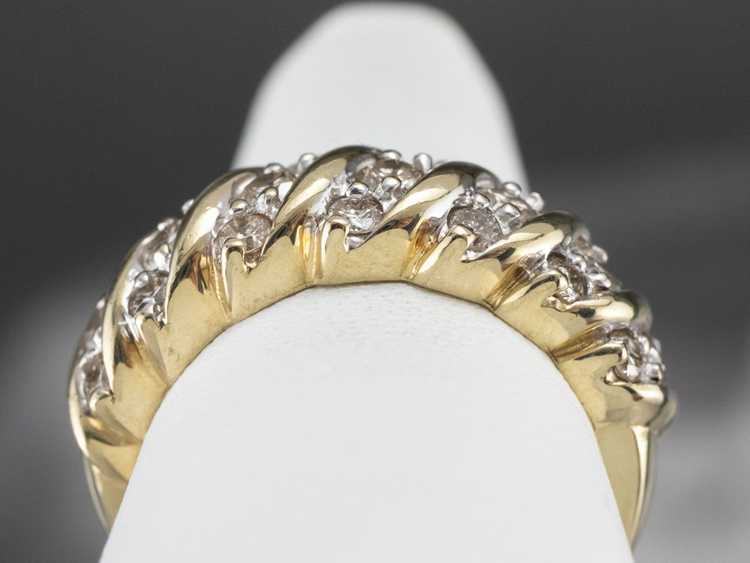 Vintage Gold Diamond Cocktail Ring - image 8